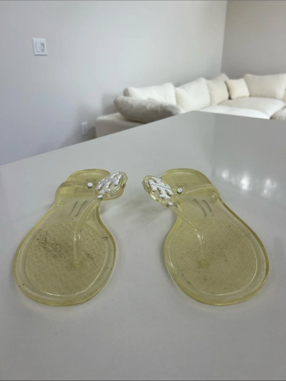 Tory Burch clear mini miller flip flops sandals 11